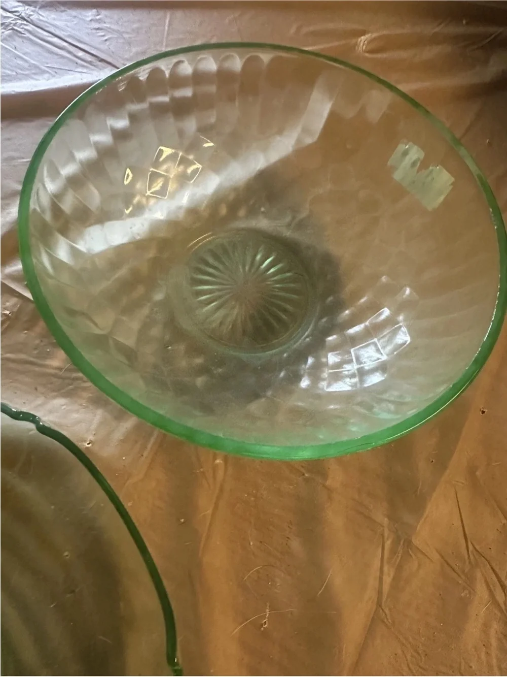 Vintage Uranium Mixed Set LOT of 3 glass bowl, candy dish, finger free shipping